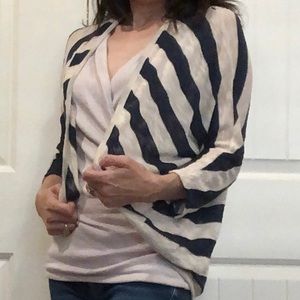 Navy and Cream Striped Shrug